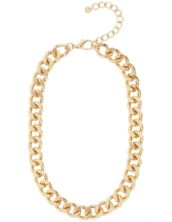 Flat Curb Chain Necklace In Gold