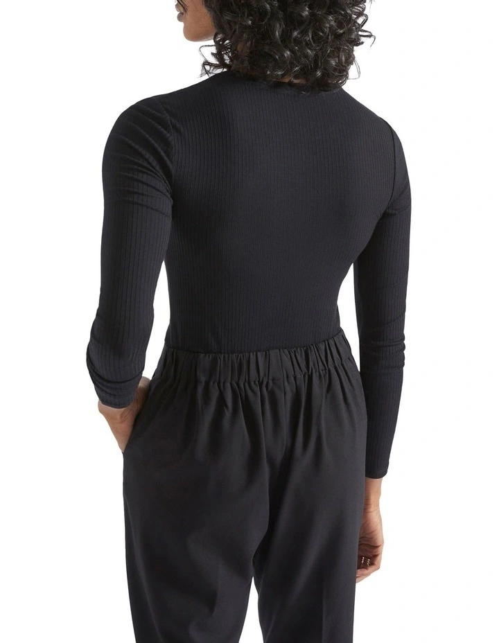 Core Rib Crew Neck Top In Black 3 Core Rib Crew Neck Top In Black - Image 3