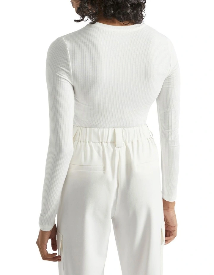Core Rib Crew Neck Top In Cream 4 Core Rib Crew Neck Top In Cream - Image 4