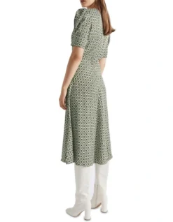 Mini Geo Midi Dress In Green Multi -Heritage 988421410 4 720x928