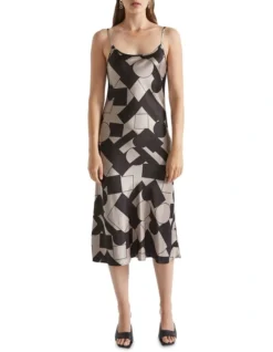 Heritage 33 Abstract Geo Satin Slip Dress In Multi