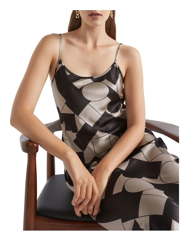 Abstract Geo Satin Slip Dress In Multi 3 Abstract Geo Satin Slip Dress In Multi - Image 3
