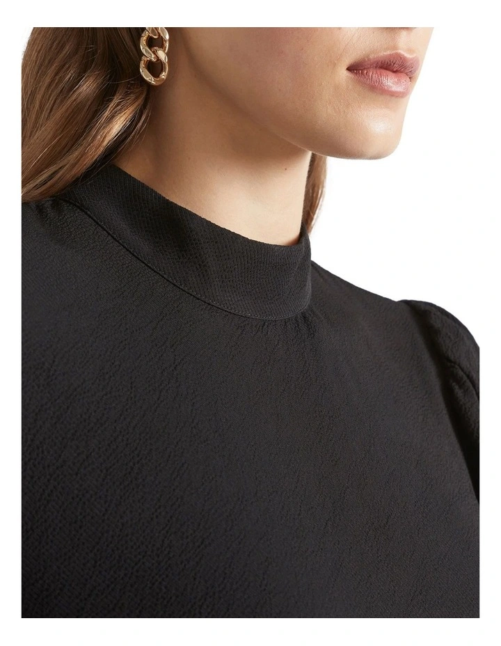 Textured Mini Dress In Black 2 Textured Mini Dress In Black - Image 2