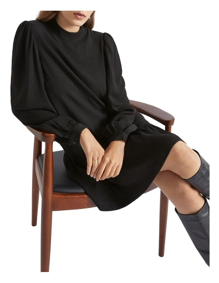 Textured Mini Dress In Black 3 Textured Mini Dress In Black - Image 3