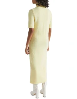 Roll Neck Knit Midi Dress In Yellow -Heritage 988421680 4 720x928