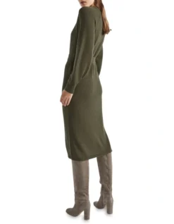 Tie Waist Midi Knit Dress In Green 7 Tie Waist Midi Knit Dress In Green -Heritage 988421860 988381540 4 720x928