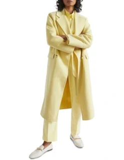 Double Breasted Coat In Yellow