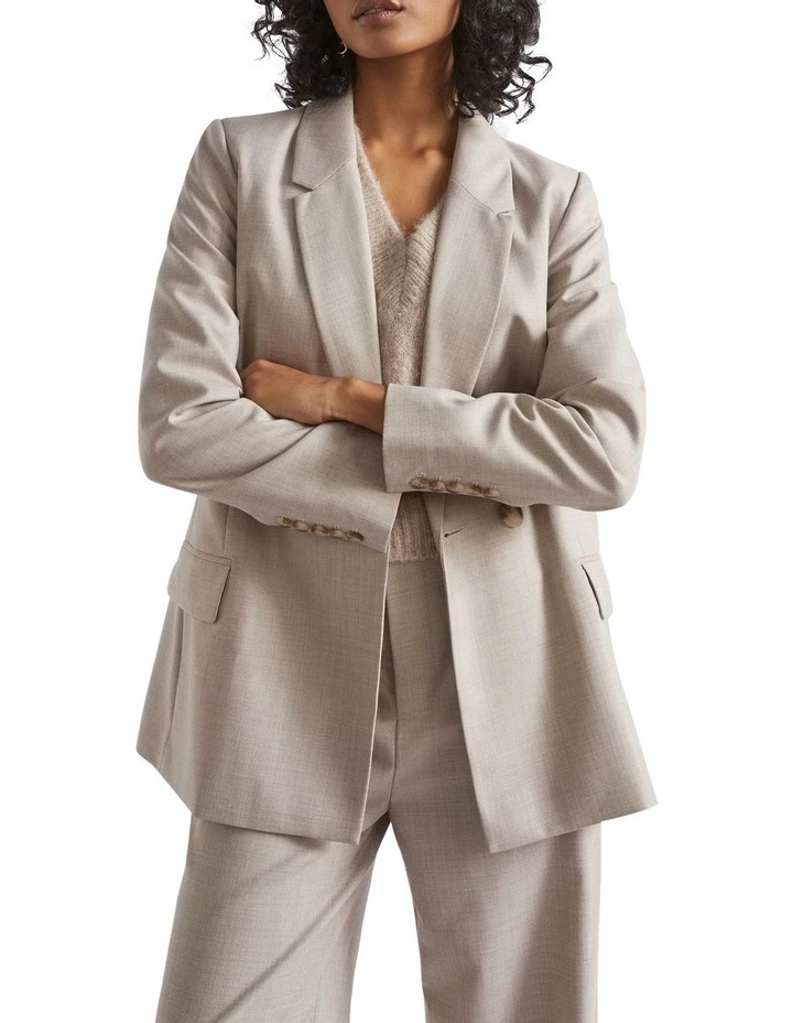 Wool Blend Relaxed Blazer In Grey 3 Wool Blend Relaxed Blazer In Grey - Image 3