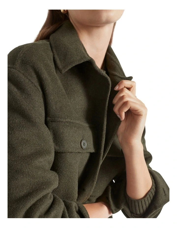 Wool Blend Shacket In Green 2 Wool Blend Shacket In Green - Image 2