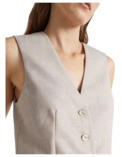 Wool Blend Waistcoat In Grey