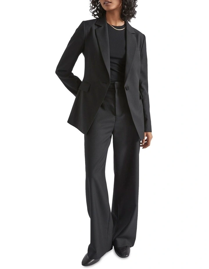 Wool Blend Tailored Blazer In Black 2 Wool Blend Tailored Blazer In Black - Image 2