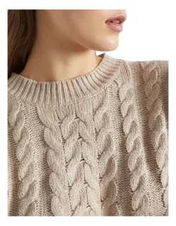 Cotton Blend Cable Knit In Grey -Heritage 988422940 988390810 3 720x928
