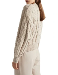 Cotton Blend Cable Knit In Grey -Heritage 988422940 988390810 4 720x928