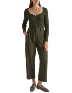 Sweetheart Fitted Rib Knit In Green -Heritage 988423030 3 720x928