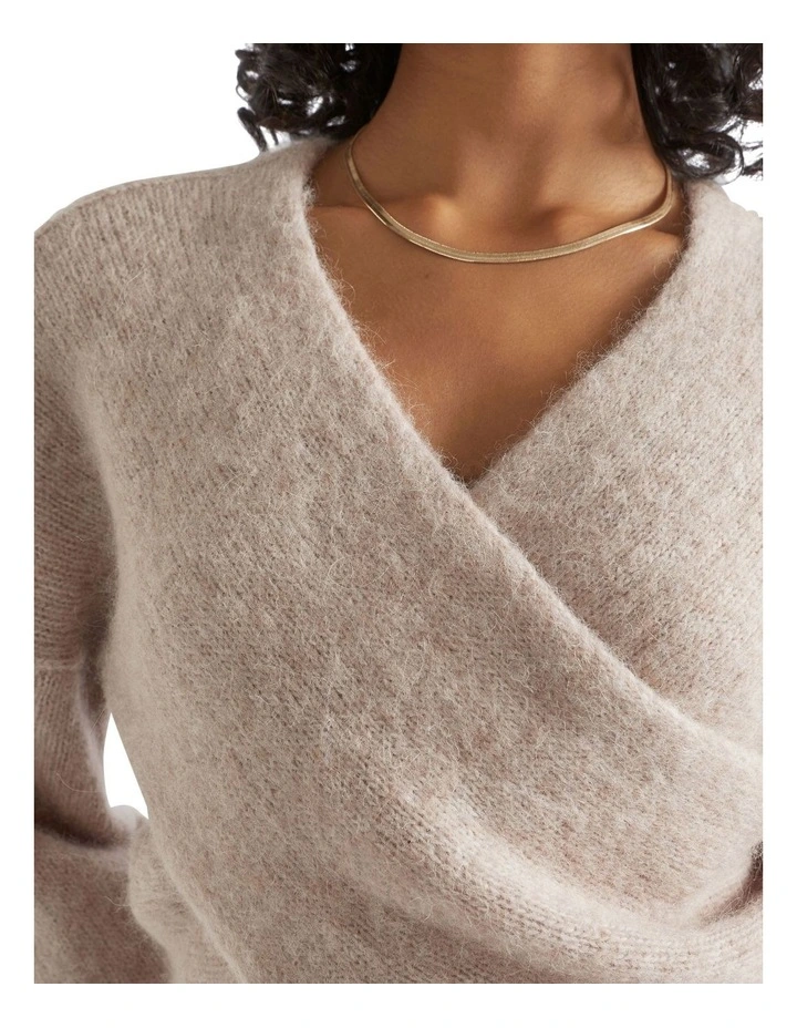 Wool Blend Wrap Sweater In Grey 2 Wool Blend Wrap Sweater In Grey - Image 2