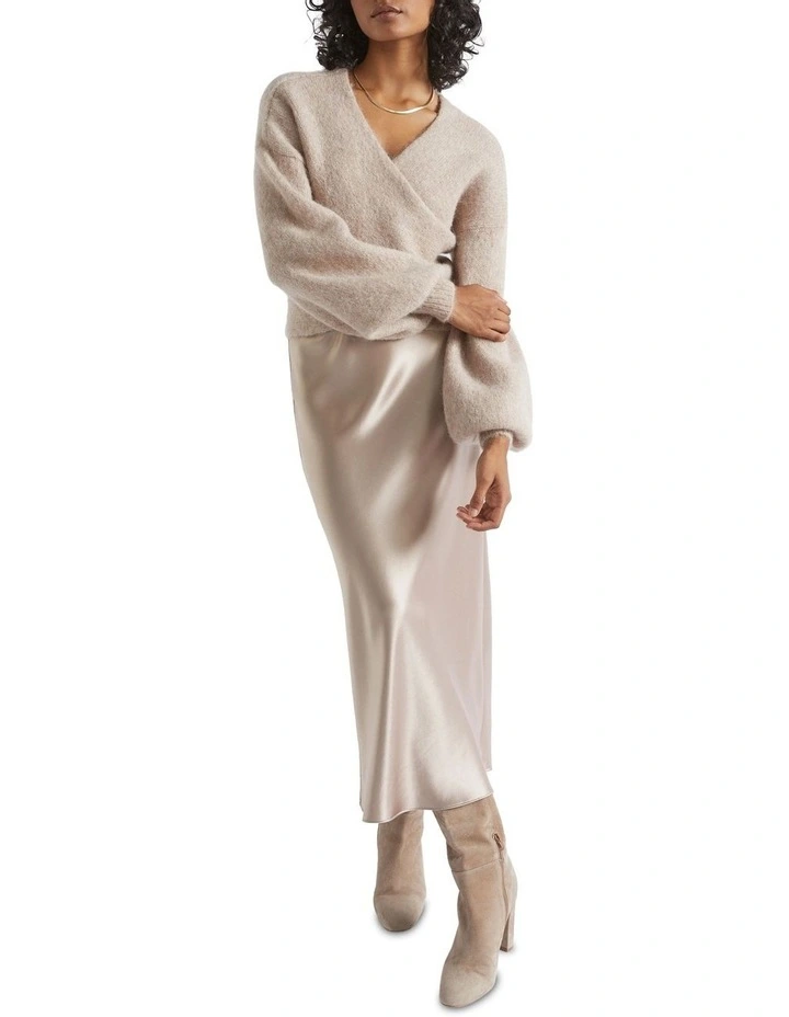 Wool Blend Wrap Sweater In Grey 3 Wool Blend Wrap Sweater In Grey - Image 3