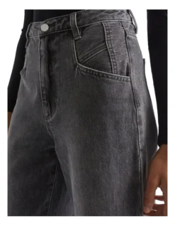 Rigid High Waist Wide Jean In Grey