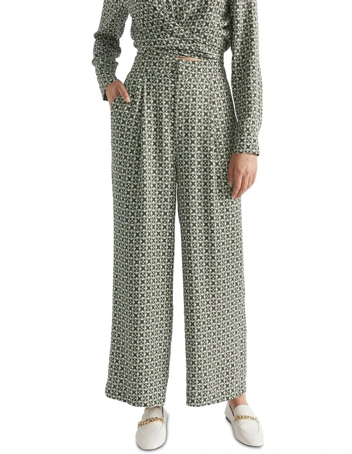 Mini Geo Wide Leg Pant In Green Multi 1 Mini Geo Wide Leg Pant In Green Multi