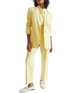 Pleat Front Trouser In Yellow
