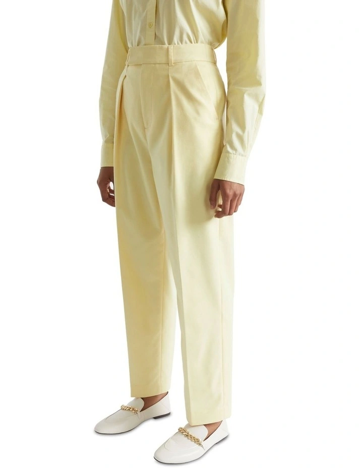 Pleat Front Trouser In Yellow 2 Pleat Front Trouser In Yellow - Image 2