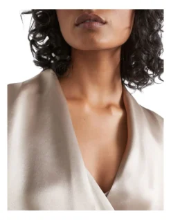 Satin Drape Blouse In Grey -Heritage 988426000 988417090 3 720x928