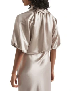 Satin Drape Blouse In Grey -Heritage 988426000 988417090 4 720x928