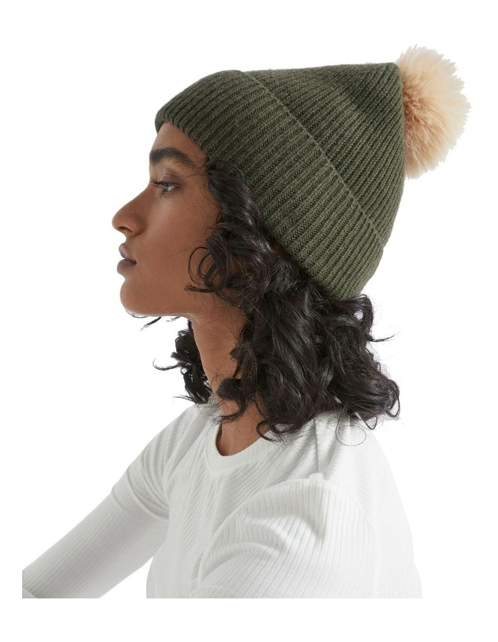 Pom Pom Beanie In Dark Fern 3 Pom Pom Beanie In Dark Fern - Image 3