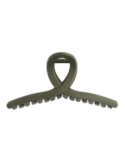 Curved Hair Claw In Dark Fern