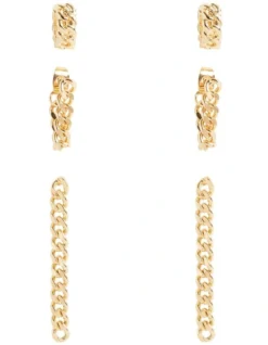Chain Earring Pack In Gold