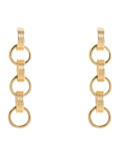 Ridged Drop Earring In Gold