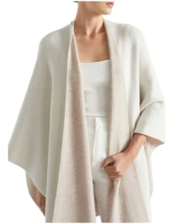 Wool Blend Knit Wrap In Cloud Cream